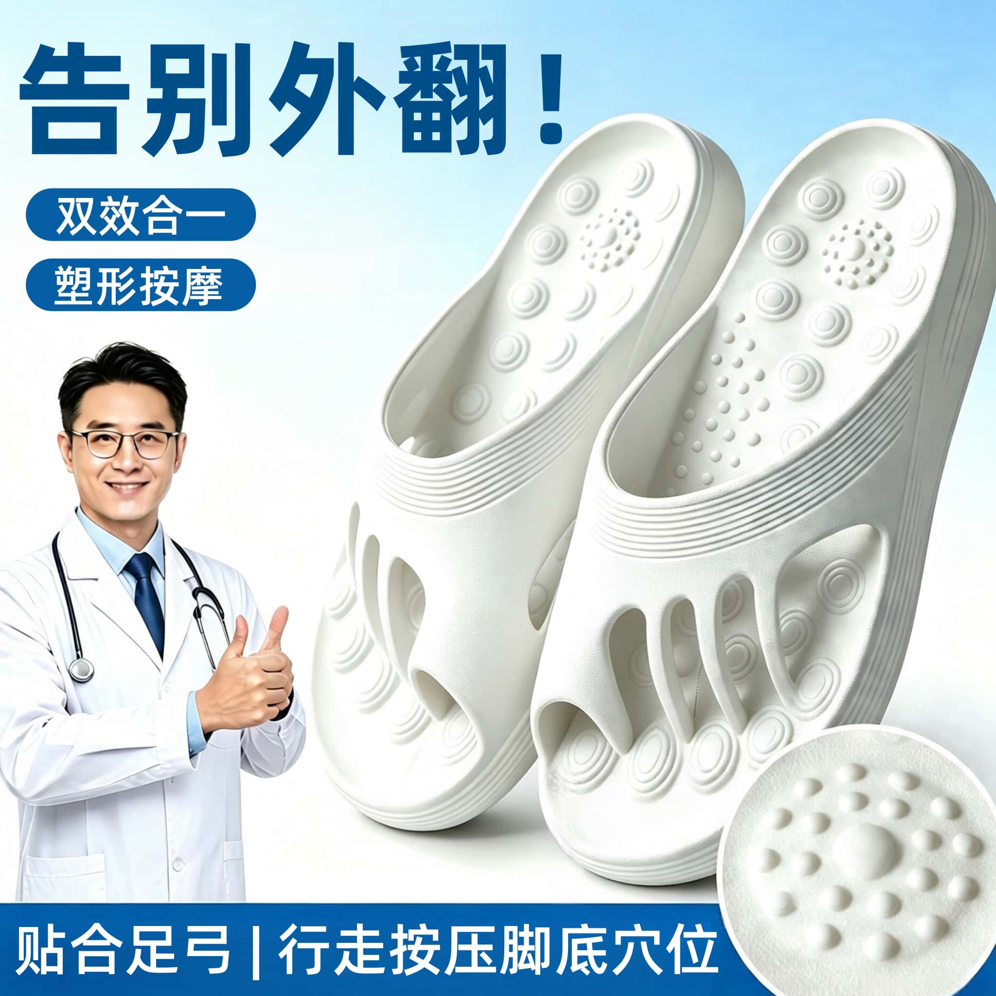 【五指分趾拖】高弹缓压按摩足底