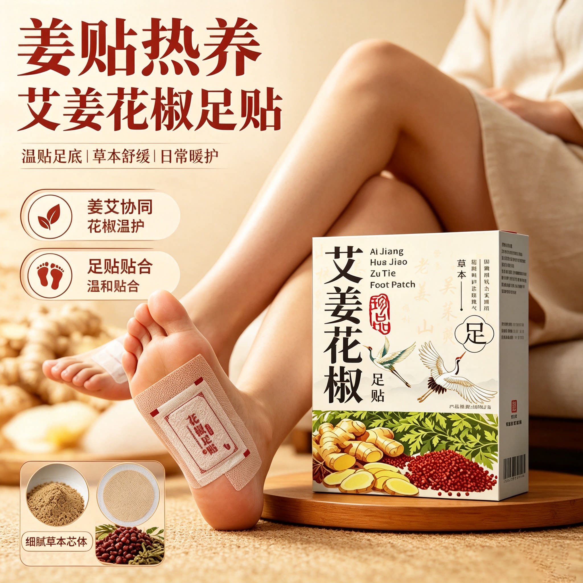 艾草发热姜贴驱寒祛湿生姜热疗贴