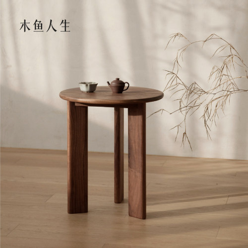 黑胡桃木茶几新中式实木角几侘寂