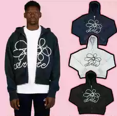High Version Arte Antwerp American Street Vintage Embroidered Floral High Street Hoodie Sweatshirt Sweatpants Set