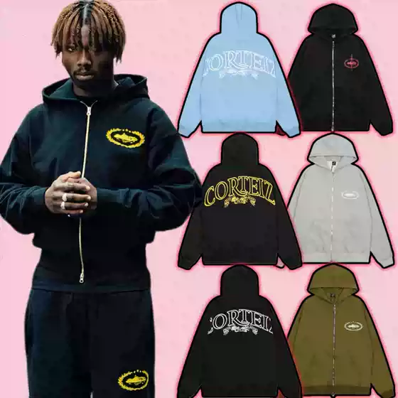 Correct Version Demon Island Crtz Hoodie American Retro Street Casual Hooded Cardigan Sweatshirt Set Trendy
