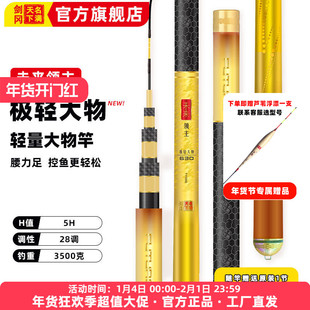 剑冈名满天下未来领主极轻大物小锥度超轻硬草鱼青鱼鲢鳙台钓手竿