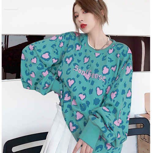 SoulSense豹纹涂鸦云朵加绒卫衣