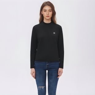 T恤纯色简约显瘦黑色打底衫 半高领长袖 logo款 SoulSense2025秋款