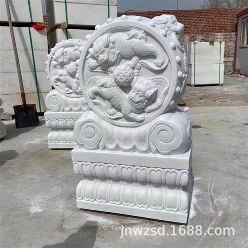 做旧石门枕青石仿古麒麟门墩造价汉白玉大象石墩图片大全