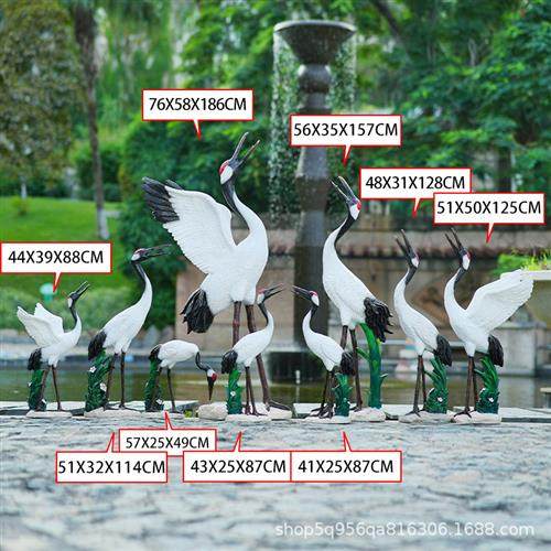 玻璃钢仿真仙鹤白鹭丹顶鹤雕塑户外公园林商场景区草坪装饰品摆件