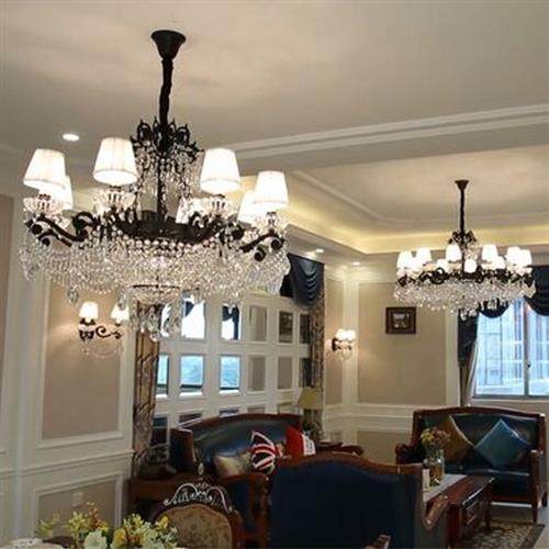 美式水晶灯欧式客厅灯简欧创意铁艺餐厅卧室吊灯奢华大气别墅灯具