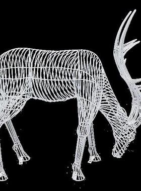 不锈钢镂空梅花鹿雕塑铁艺户外草坪园林景观小品蚂蚁发光动物装饰