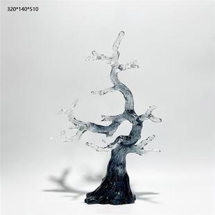 售楼处样板间透明树脂发财树雕塑家居创意摆件客厅艺术软装 饰品 装