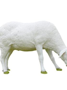 仿真羊绵羊动物摆件玻璃钢雕塑户外庭院子草坪湖羊山羊公园林景观