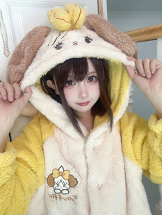秋冬珊瑚绒黄家居服睡袍女绵羊商店 mikko联名睡衣小狗狗可爱长袖