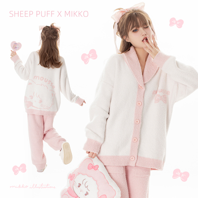 miko正版联名半边绒睡衣女可
