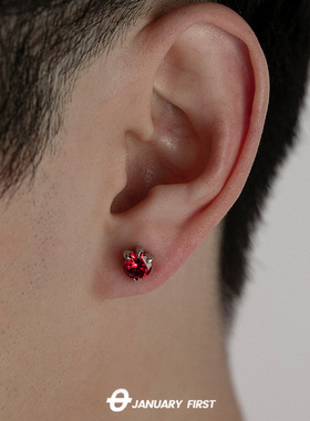 925银针红钻龙爪耳钉男新款耳饰小众设计血钻耳环痞帅高级感单只