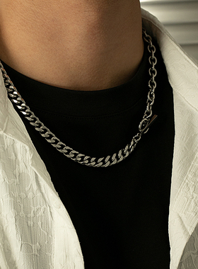 钛钢古巴拼接男女环形设计项链