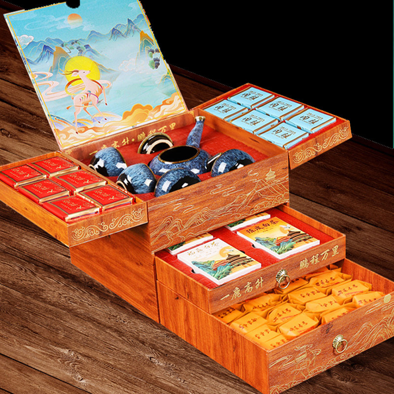 高档国潮茶叶礼盒装新一鹿高升大红袍茶叶套装元旦春节送亲友礼品,茶,金骏眉,淘宝优惠券,粉丝福利购,淘宝优惠卷