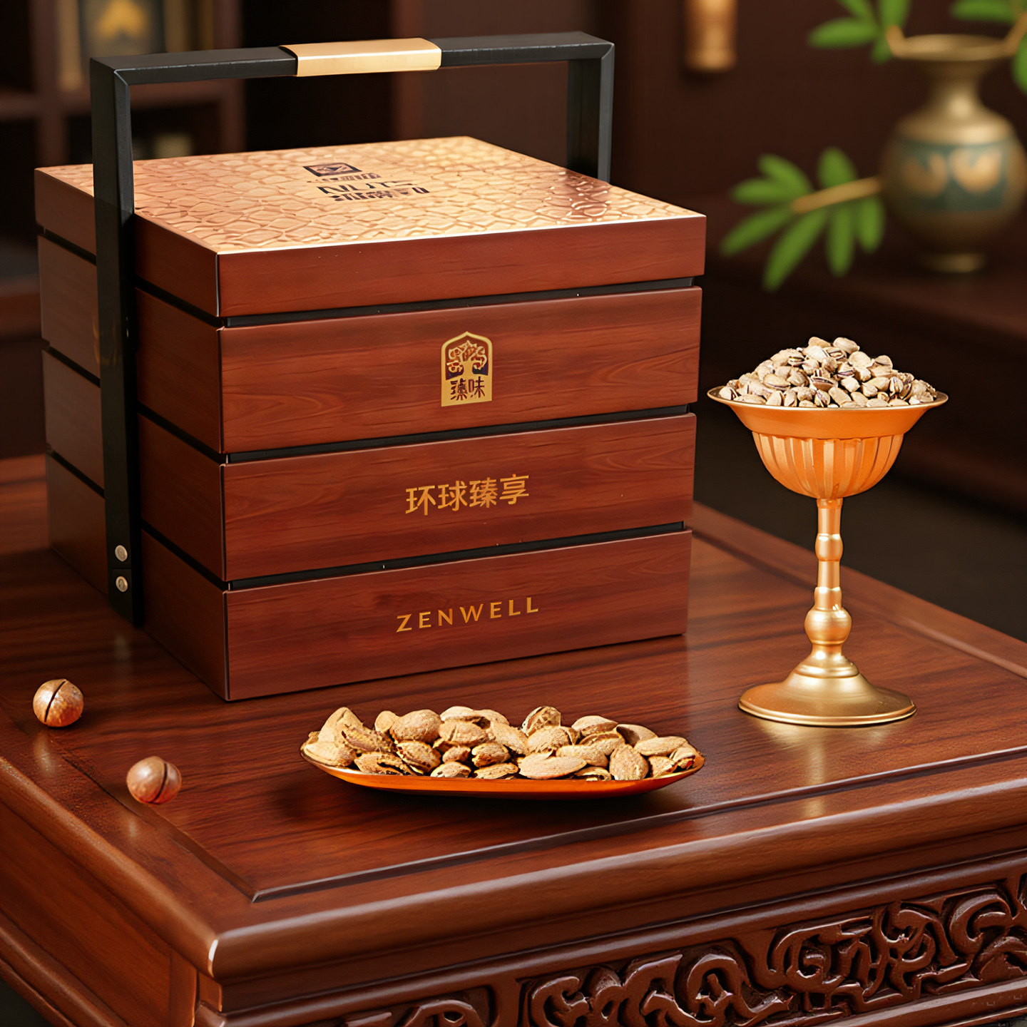 臻味环球臻享坚果礼盒高端三层提盒装干果组合过年送长辈客户礼品,零食/坚果/特产,坚果礼盒,淘宝优惠券,粉丝福利购,淘宝优惠卷