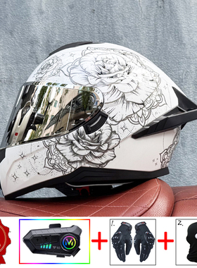 LVS摩托车头盔男女蓝牙全盔双镜片机车跑车趴赛新国标3C认证A1