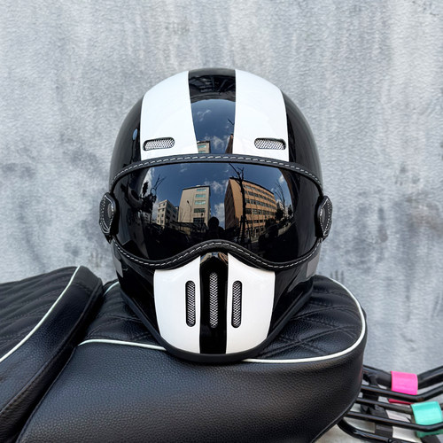 Orz玻璃钢复古摩托车头盔全盔