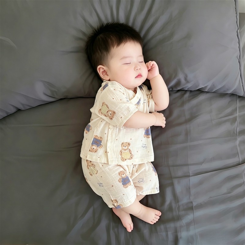 宝宝睡衣套装男宝分体家居服春夏薄款纯棉a类小月龄婴儿短袖短裤