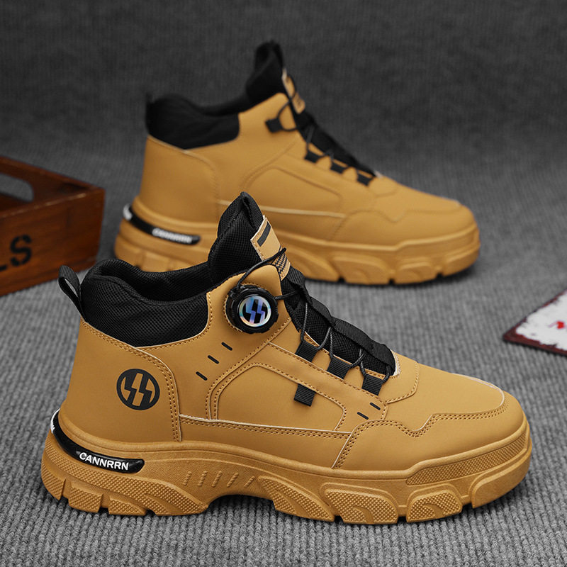 高帮马丁靴男鞋秋季新款工装鞋子男士潮流百搭厚底休闲短靴劳保鞋