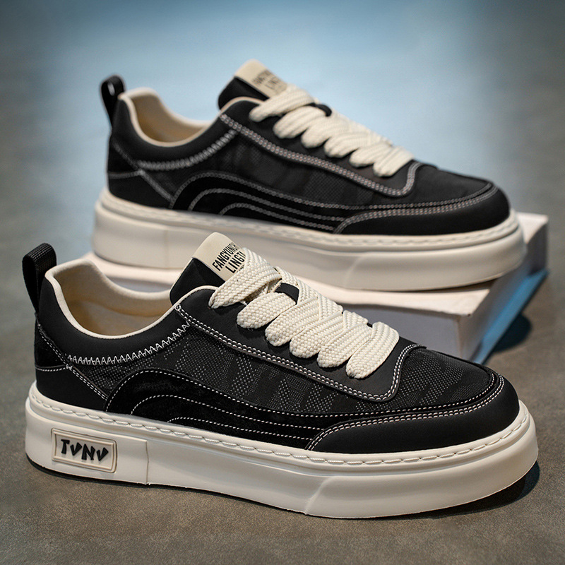 帆布男鞋秋季新款透气黑色布鞋爆款板鞋男款防滑增高休闲运动潮鞋