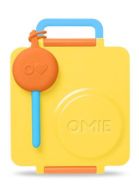美国OmieBox儿童保温饭盒宝宝便携分格盘叉勺餐具套装 黄色V2
