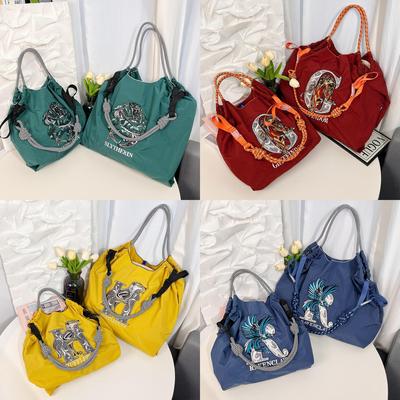 跨境2024新款哈利波特大容量购物袋环保袋斜挎包小众帆布包单肩包