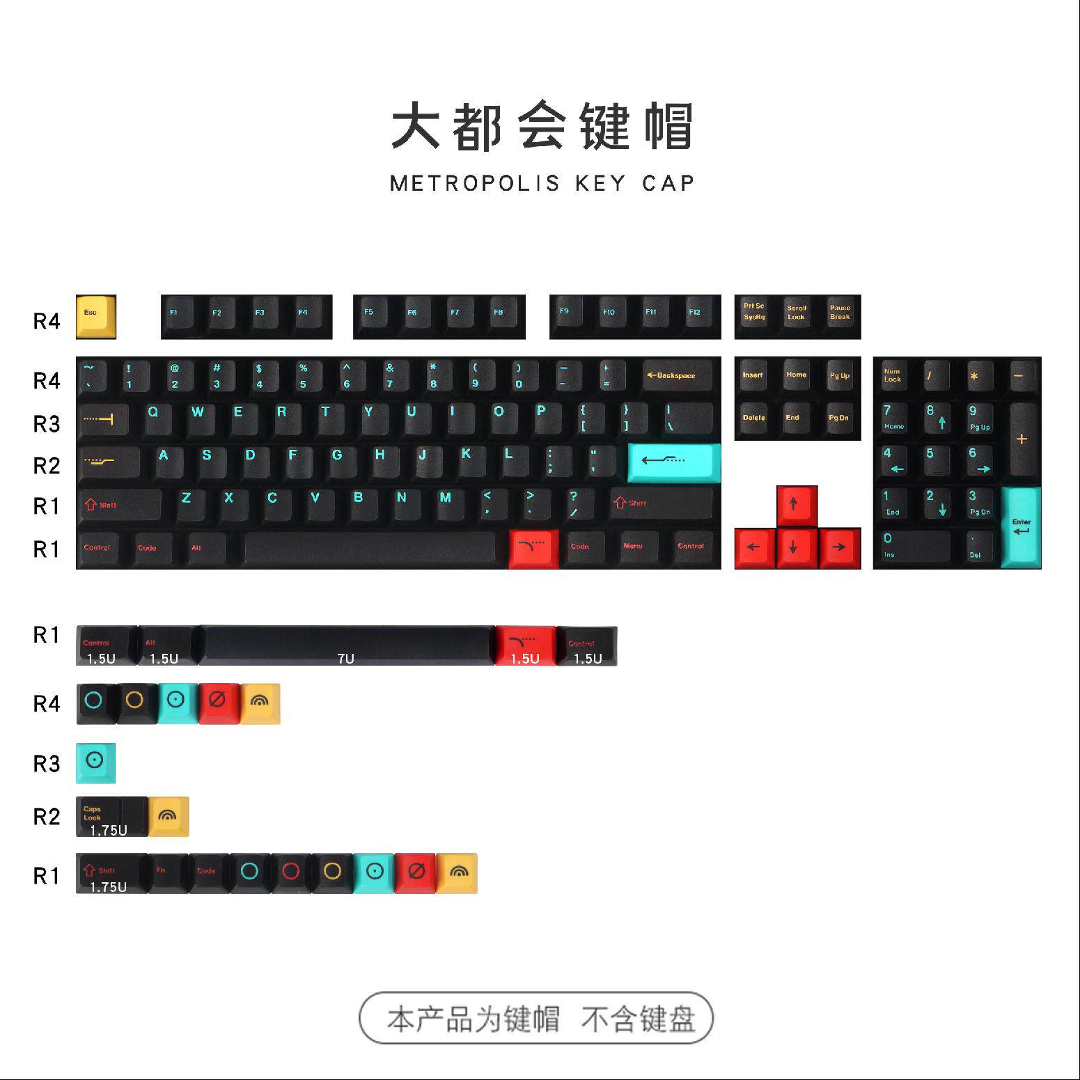 METROPOLIS SUBLIMATION KEYCAP ORIGINAL HEIGHT 87 104 CHERRY 3000 68 FILCO CUSTOMIZED KEYCAP