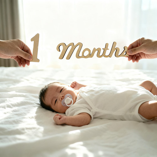 1month满月拍照道具宝宝在家床上