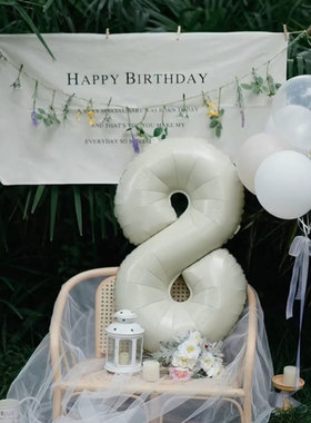 小红书同款森系户外生日派对拍照氛围感场景布置装饰挂布数字气球