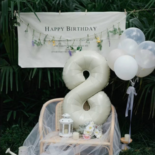 小红书同款森系户外生日派对拍照氛围感场景布置装饰挂布数字气球