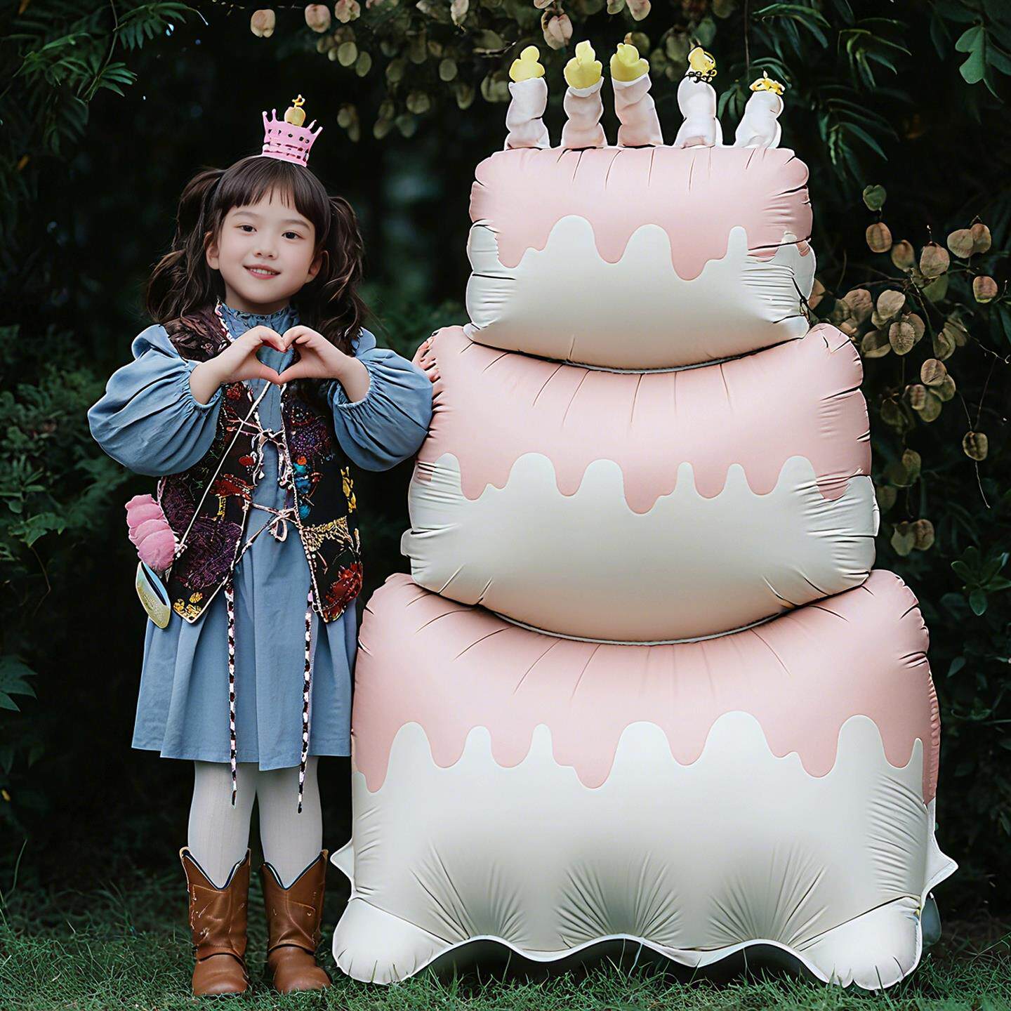 ins儿童生日派对装饰超大蛋糕气球拍照道具男女孩一周岁场景布置