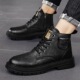 男鞋 冬季 休闲时尚 马丁靴复古百搭工装 英伦风加绒高帮皮靴新款 男士