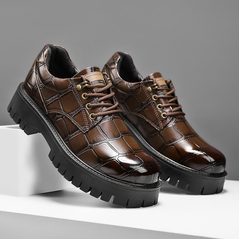 大头皮靴男款秋冬季休闲低帮英伦马丁靴时尚耐磨沙漠户外工装靴子