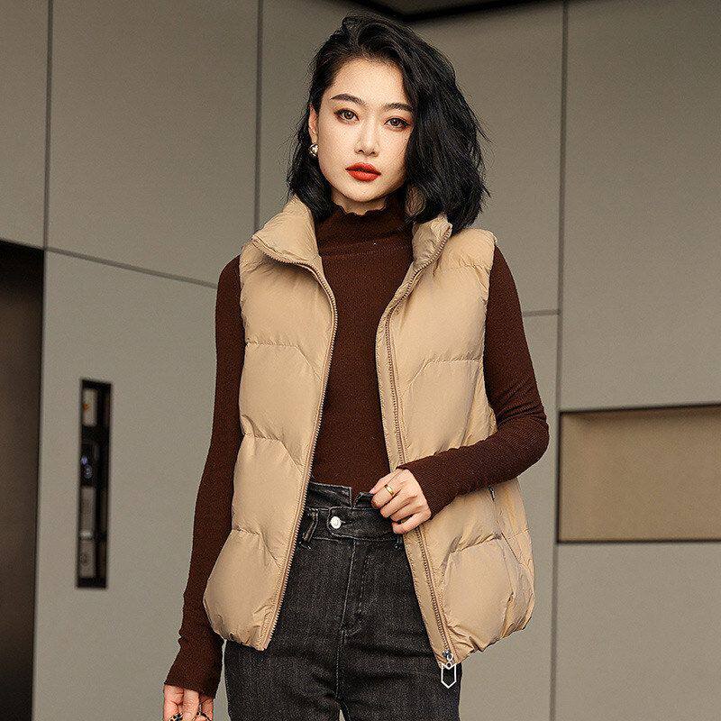 羽绒马甲女短款2024秋冬韩版宽松休闲白鸭绒时尚背心坎肩马夹外套