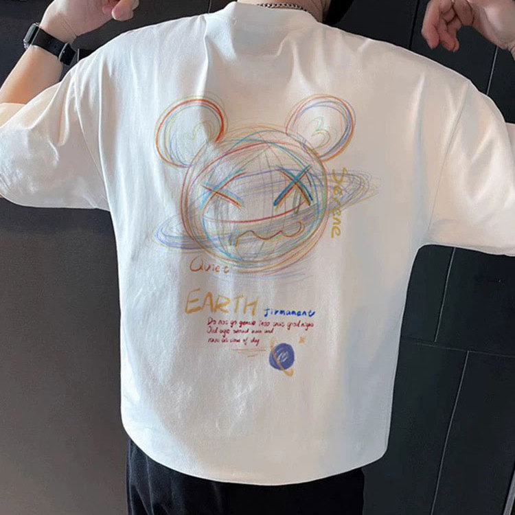 痞帅纯棉短袖t恤男装潮流半袖体恤2025新款夏季高级感潮牌ins上衣