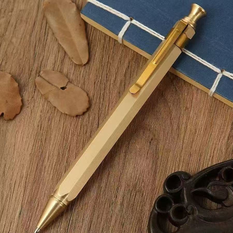 高档复古纯铜中性笔特厚黄铜笔圆珠笔带笔夹六棱按动纯铜笔礼品,文具电教/文化用品/商务用品,圆珠笔,淘宝优惠券,粉丝福利购,淘宝优惠卷