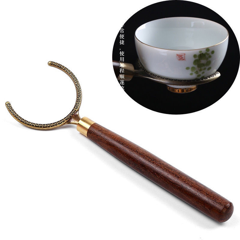黑檀木复古大号茶道六君子波浪形散件高档茶叉大号全套防烫三件套图片