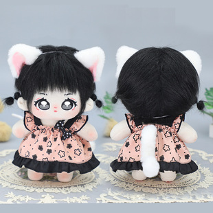 娃用猫耳猫尾套装现货毛绒手作仿真兽耳兽尾头饰发饰棉花娃娃配饰