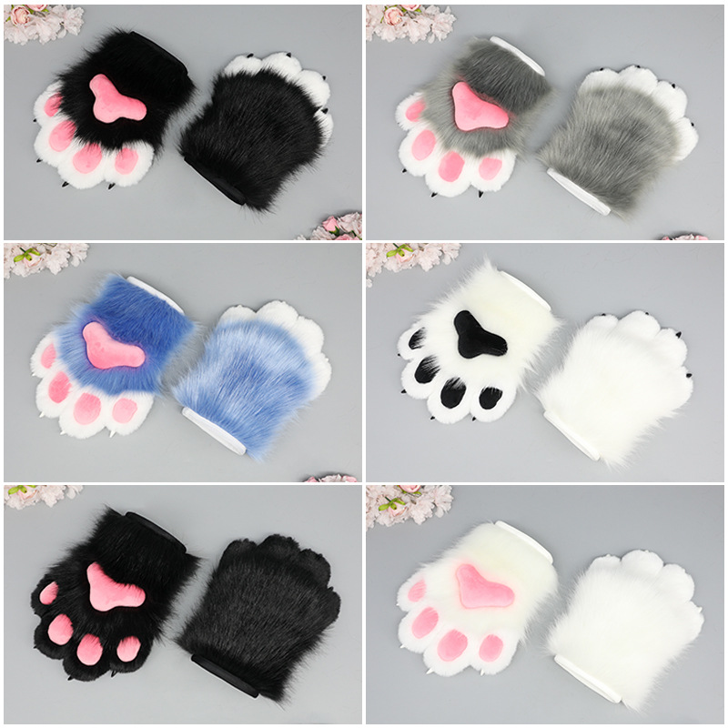 一件手作角色扮演服饰配饰fursuit兽装配件毛绒指甲兽爪手套