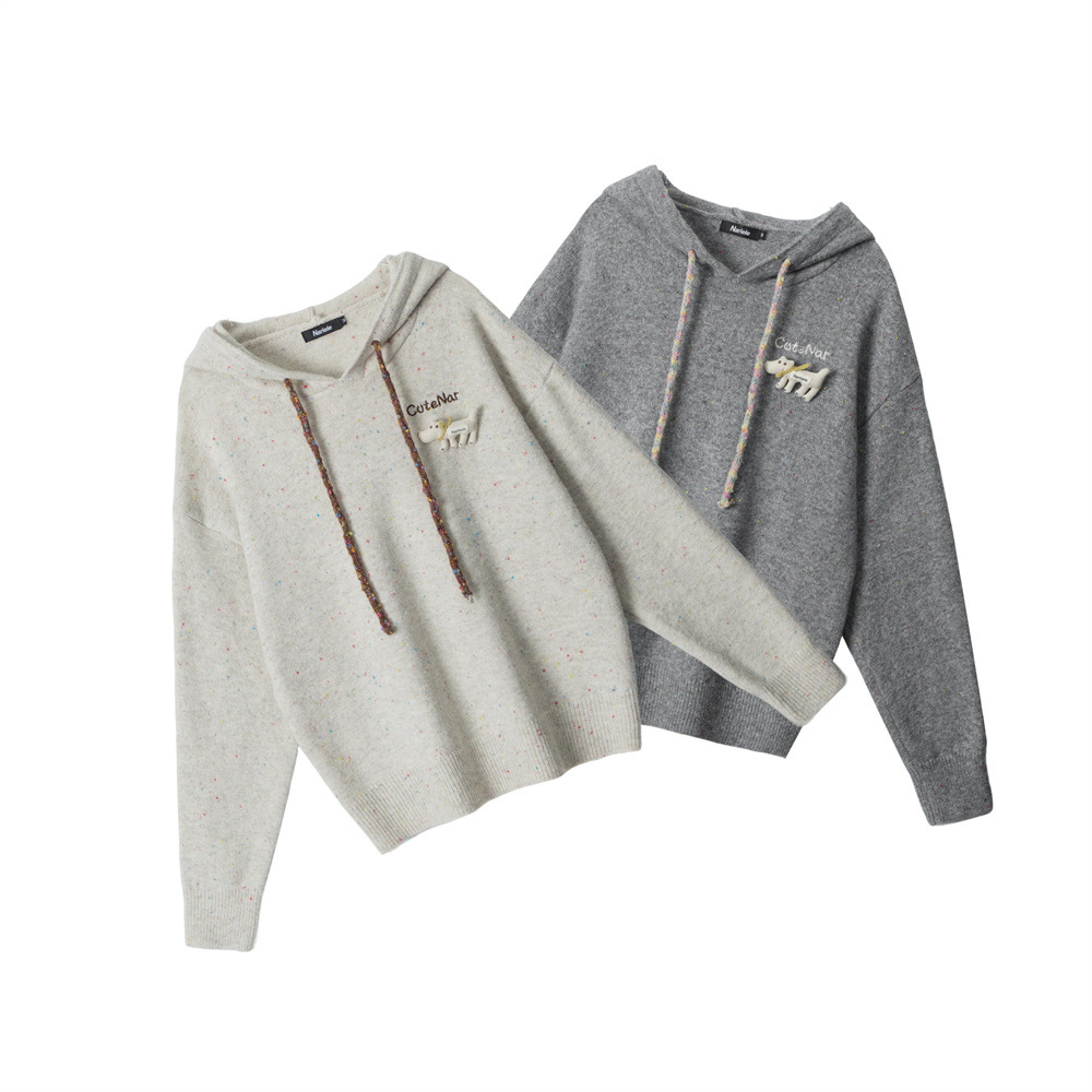 HeyHenry小清新连帽宽松套头情侣毛衣男女秋冬慵懒内搭外穿针织衫