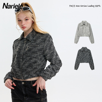 HeyHenry 美式短款小香风外套女秋冬辣妹高级感正肩百搭休闲夹克