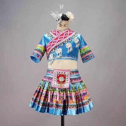新款儿童少数民族黛帕舞蹈服装苗族土家族演出服艺考独舞表演服