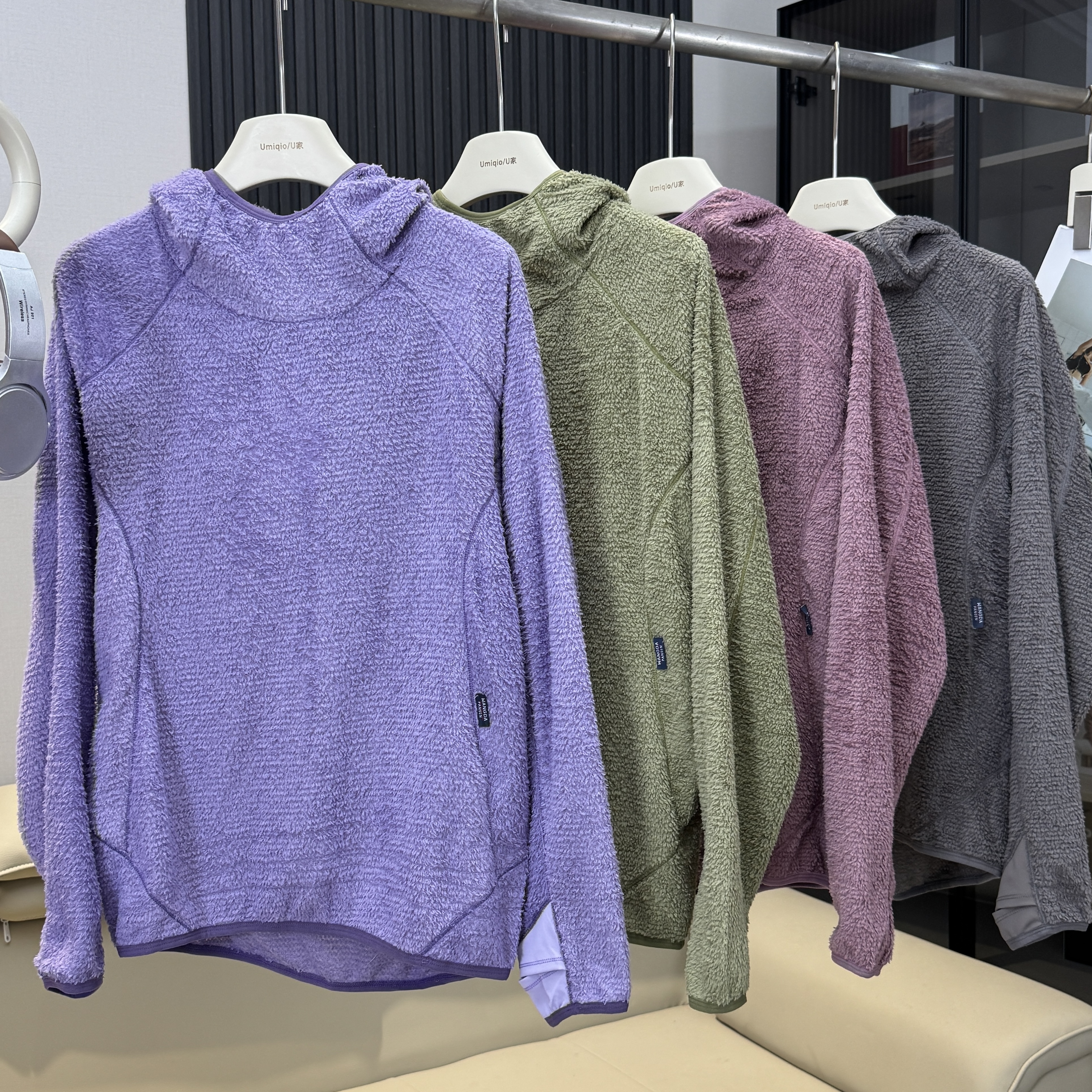 棵米ai蕉家！户外山系情侣轻量化抓绒衣运动保暖连帽卫衣徒步上衣