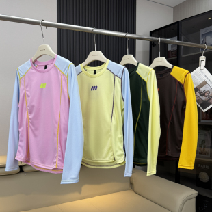 棵米ai蕉家!户外山系撞色速干透气长袖T恤骑行服跑步运动上衣女