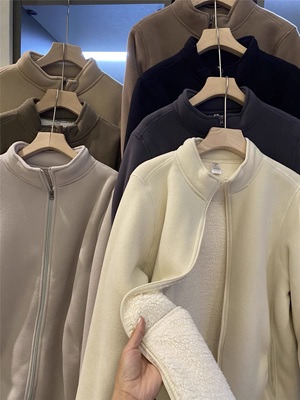 情侣款立领双层复合摇粒绒外套