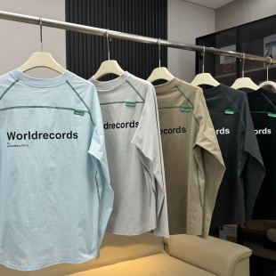 速干长袖 撞色骑行运动圆领打底衫 T恤 户外山系情侣款 棵米ai蕉家