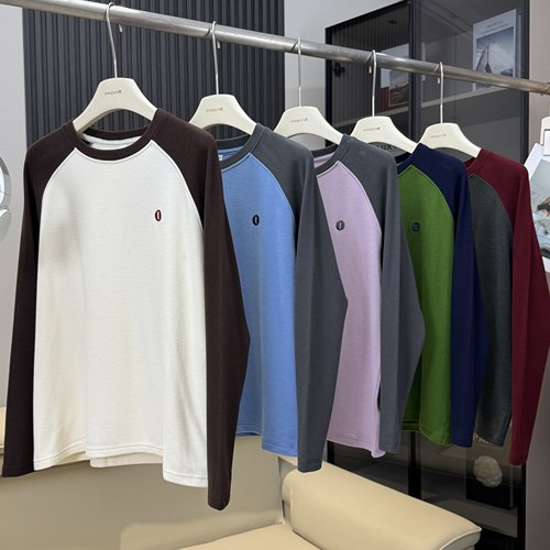 棵米ai蕉家！户外山系情侣德绒长袖T恤撞色拼接打底衫软糯抓绒衣