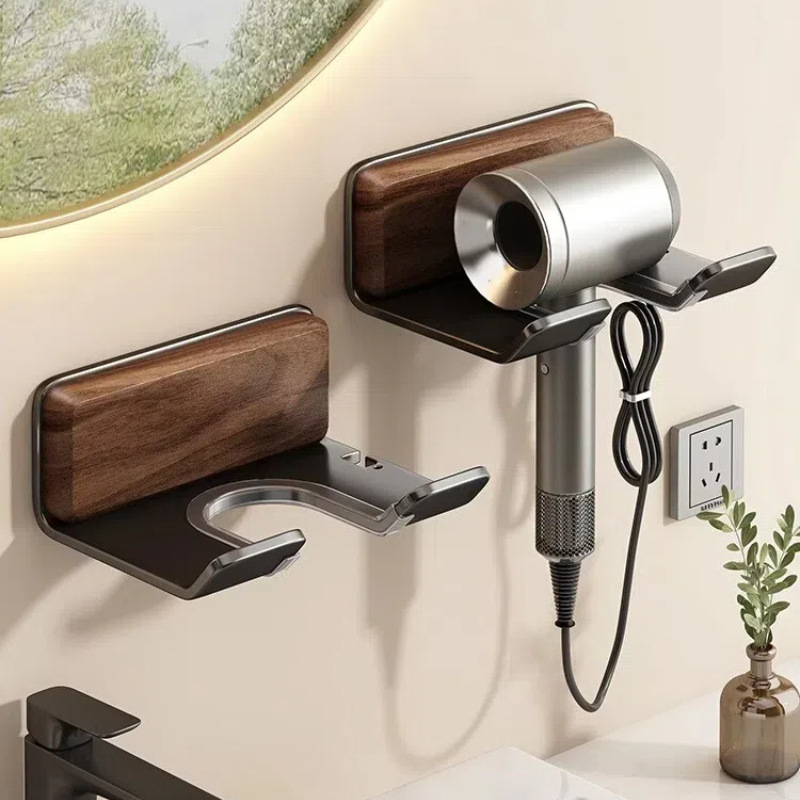 胡桃木电吹风机支架免打孔
