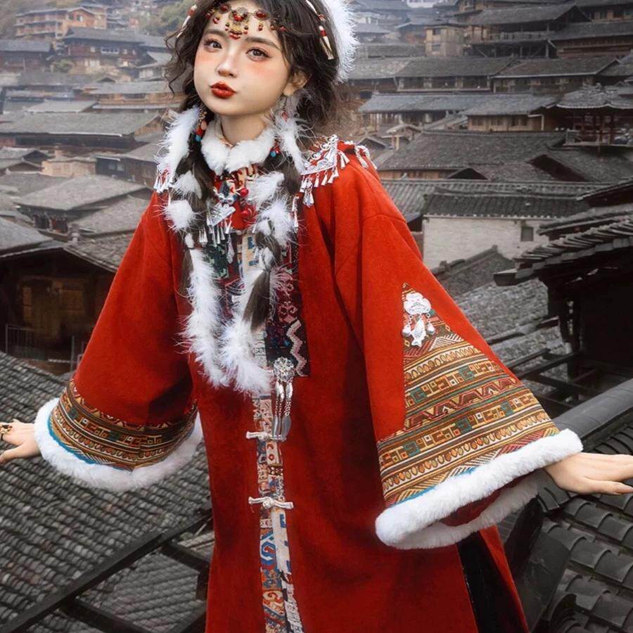 新款苗族苗疆少女服装汉服元素马面裙红色少数民族服饰土家族旅拍